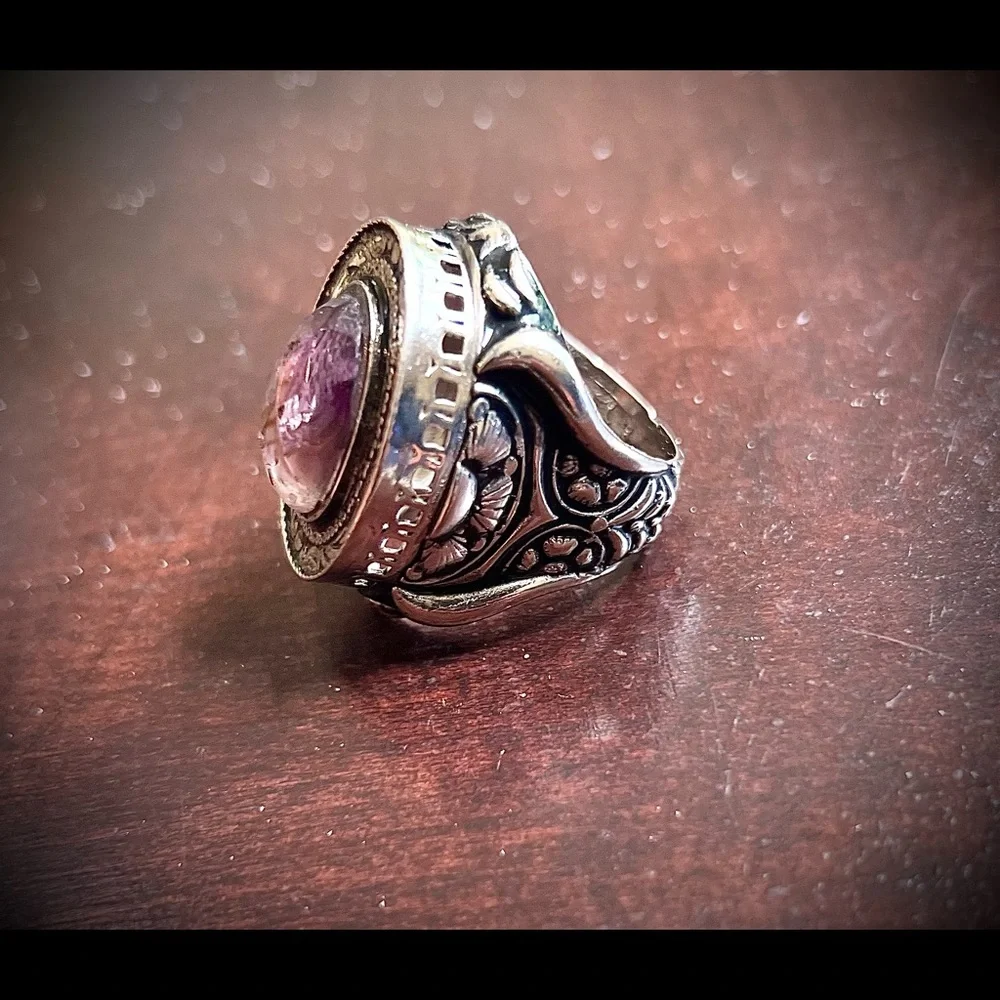 sterling silver amethyst ring.  30 grams of silver.